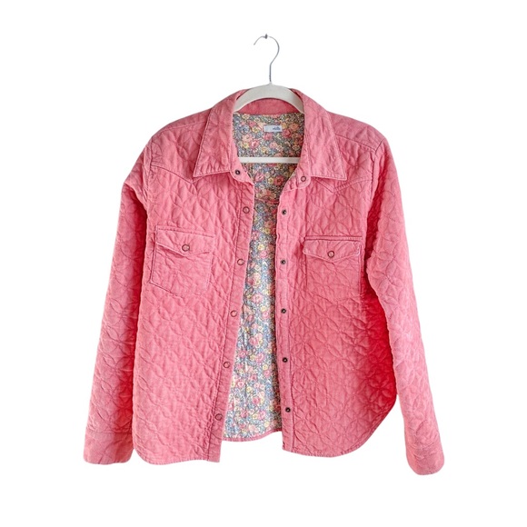 Anthropologie Jackets & Blazers - Anthropologie Odille Peach Pink Corduroy Snap Quilted Jacket Size: Medium